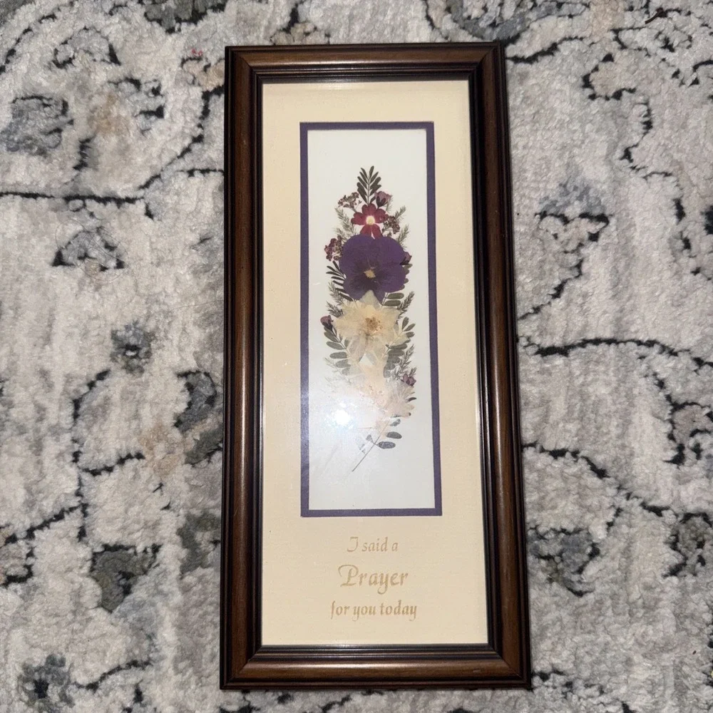 Framed Pressed Dried Flowers Handmade Religious Wall Hanging 11